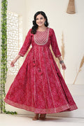 Red Flared Long Anarkali Kurta-1100001