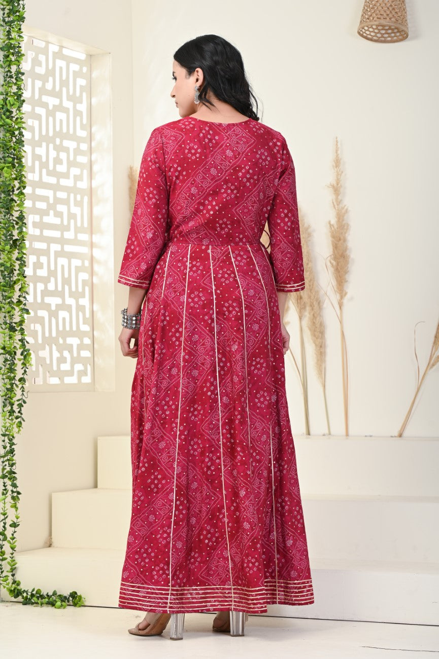 Red Flared Long Anarkali Kurta-1100001