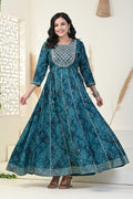 Green Flared Long Anarkali Kurta-1100001