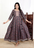 Black Flared Long Anarkali Kurta-1100025