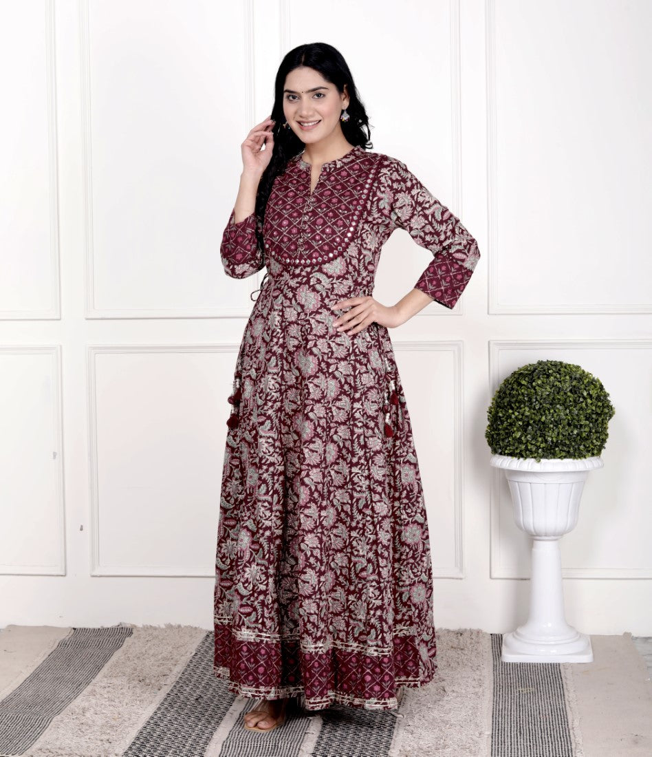 Maroon Flared Long Anarkali Kurta-1100026
