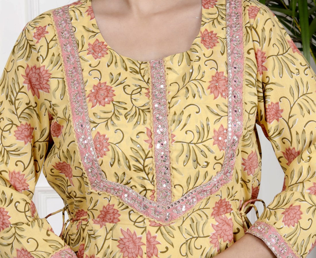 Yellow Flared Long Anarkali Kurta-1100029