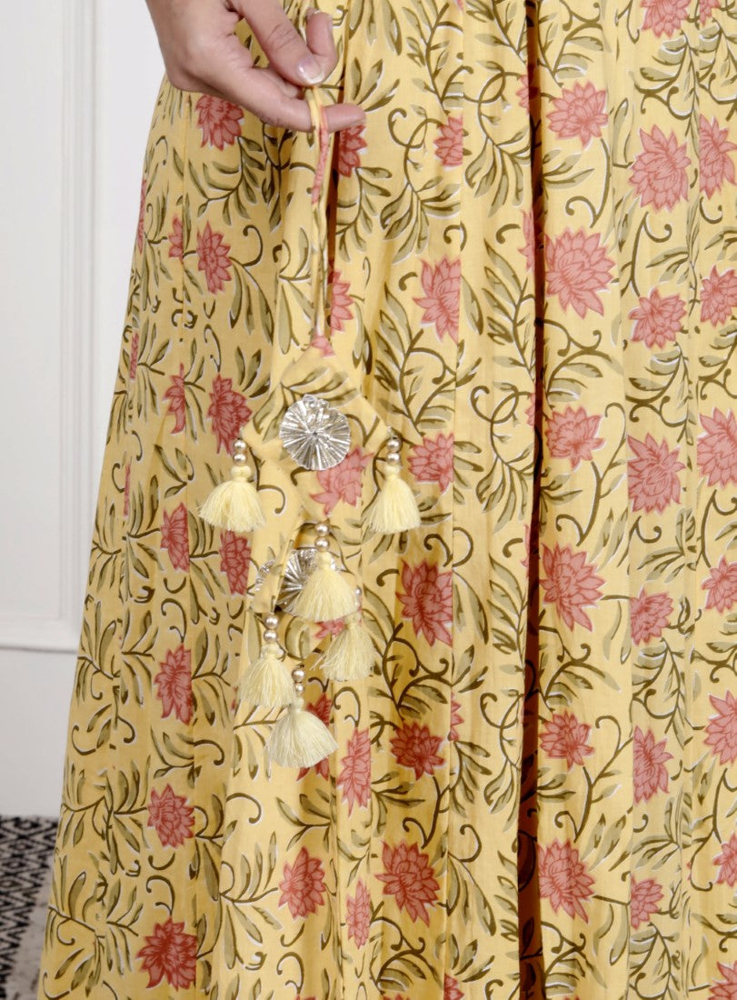 Yellow Flared Long Anarkali Kurta-1100029