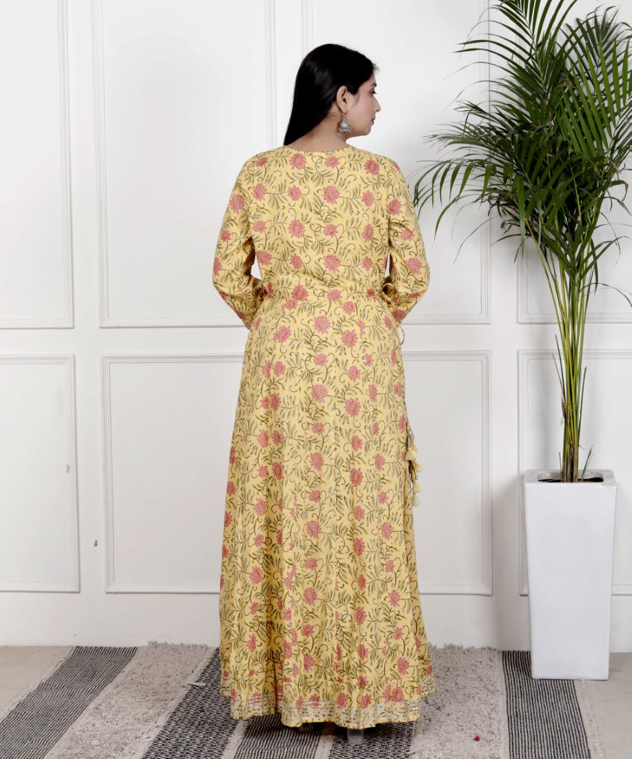 Yellow Flared Long Anarkali Kurta-1100029