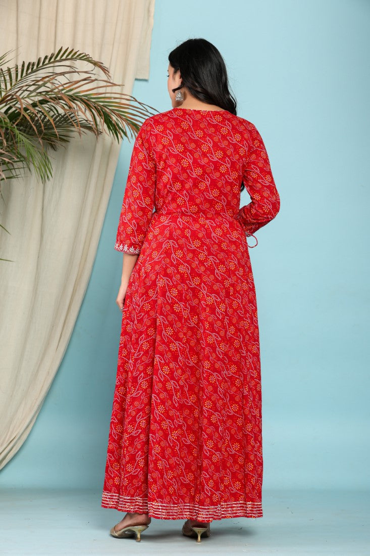 Red Flared Long Anarkali Kurta-1100030