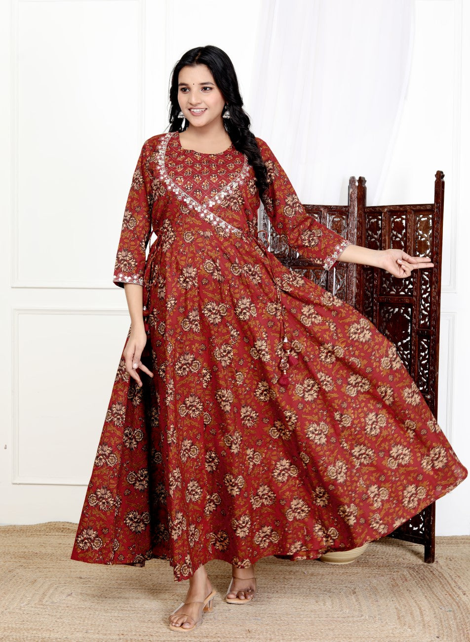 Maroon Flared Long Anarkali Kurta-1100033