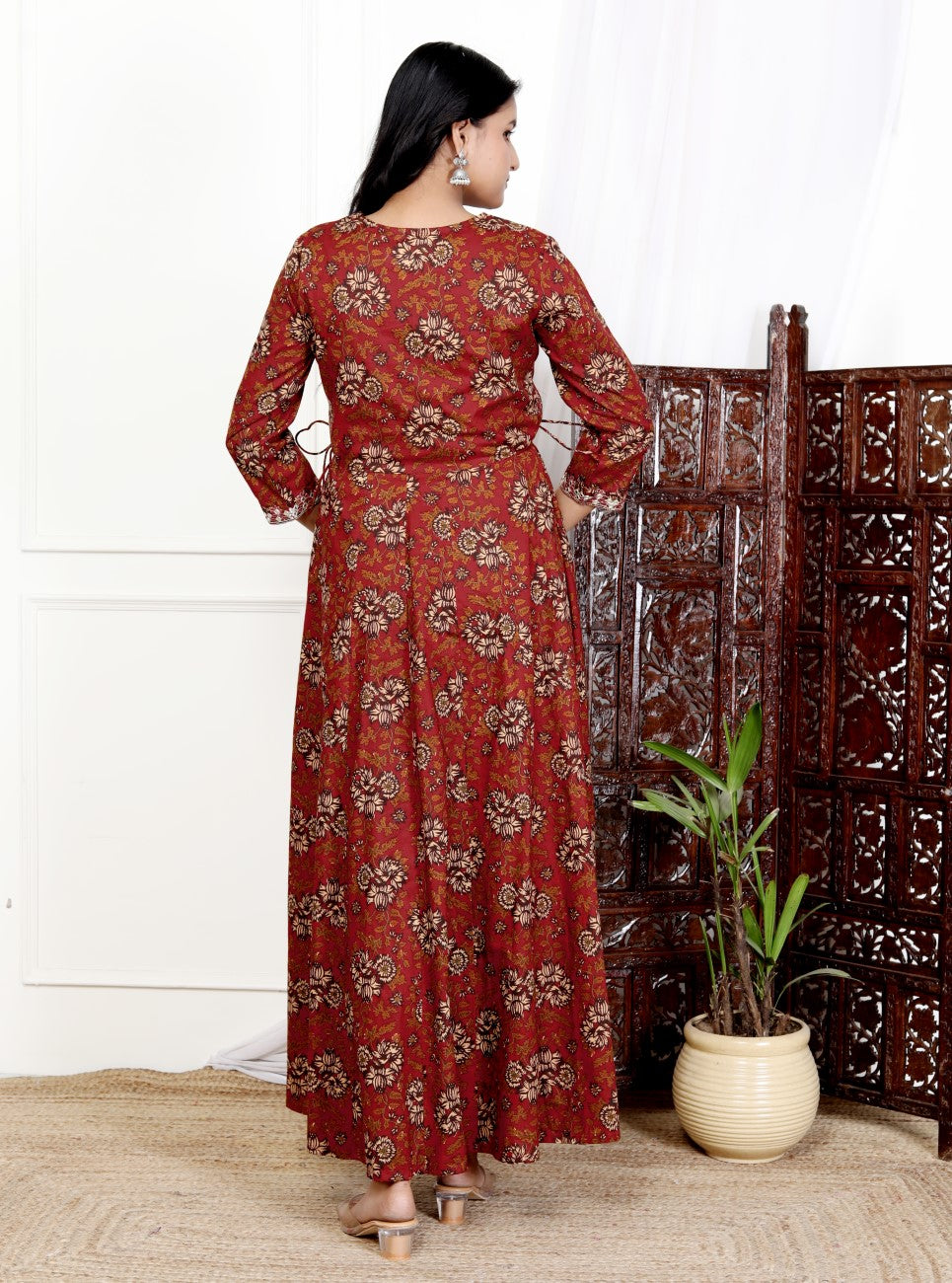 Maroon Flared Long Anarkali Kurta-1100033