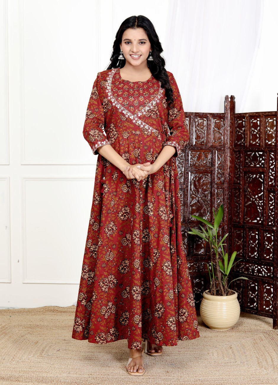 Maroon Flared Long Anarkali Kurta-1100033