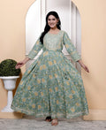 Green Flared Long Anarkali Kurta-1100027