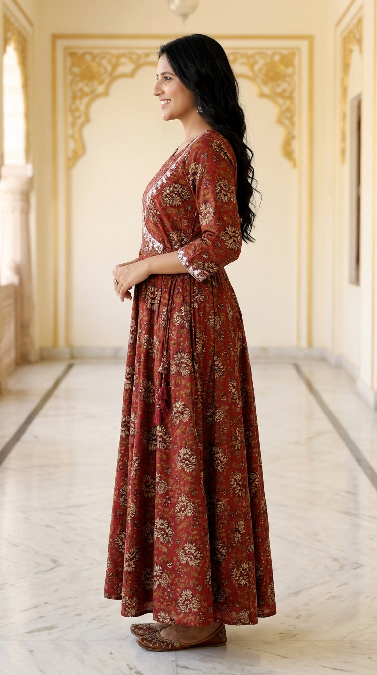 Maroon Flared Long Anarkali Kurta-1100033