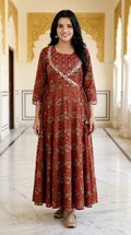 Maroon Flared Long Anarkali Kurta-1100033