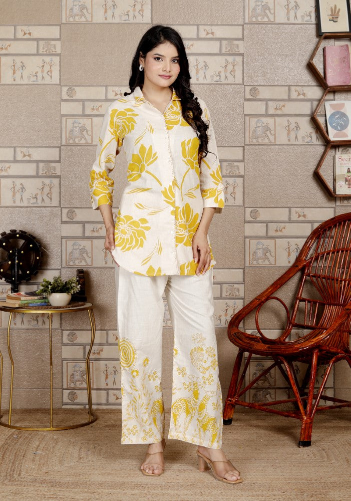 Yellow Cotton Co-ord Set-120058