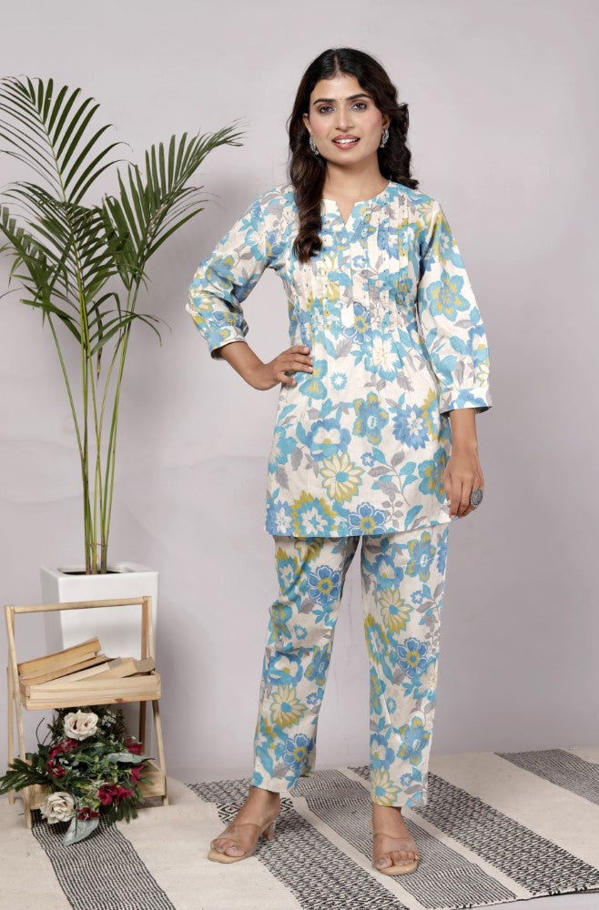 Blue Cotton Co-ord Set-120060