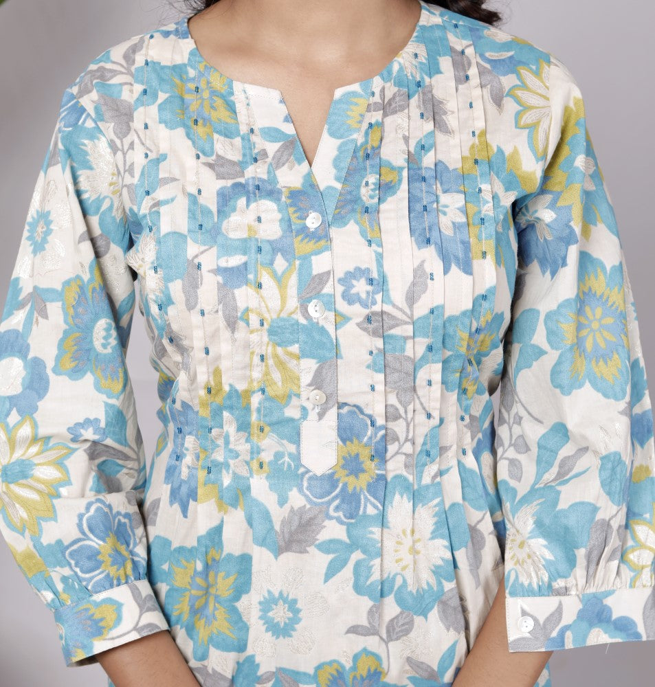 Blue Cotton Co-ord Set-120060