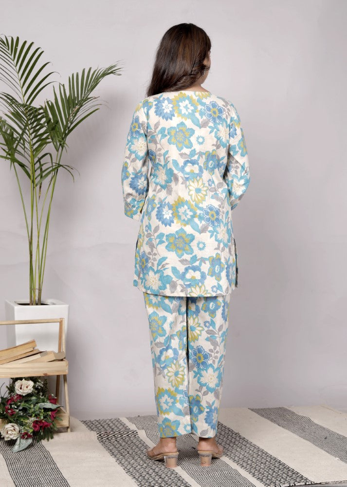 Blue Cotton Co-ord Set-120060