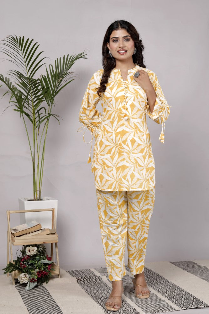 Yellow Cotton Co-ord Set-120062