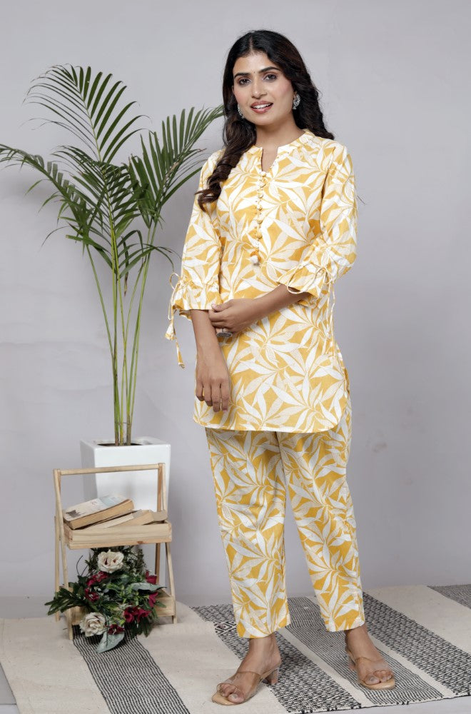 Yellow Cotton Co-ord Set-120062