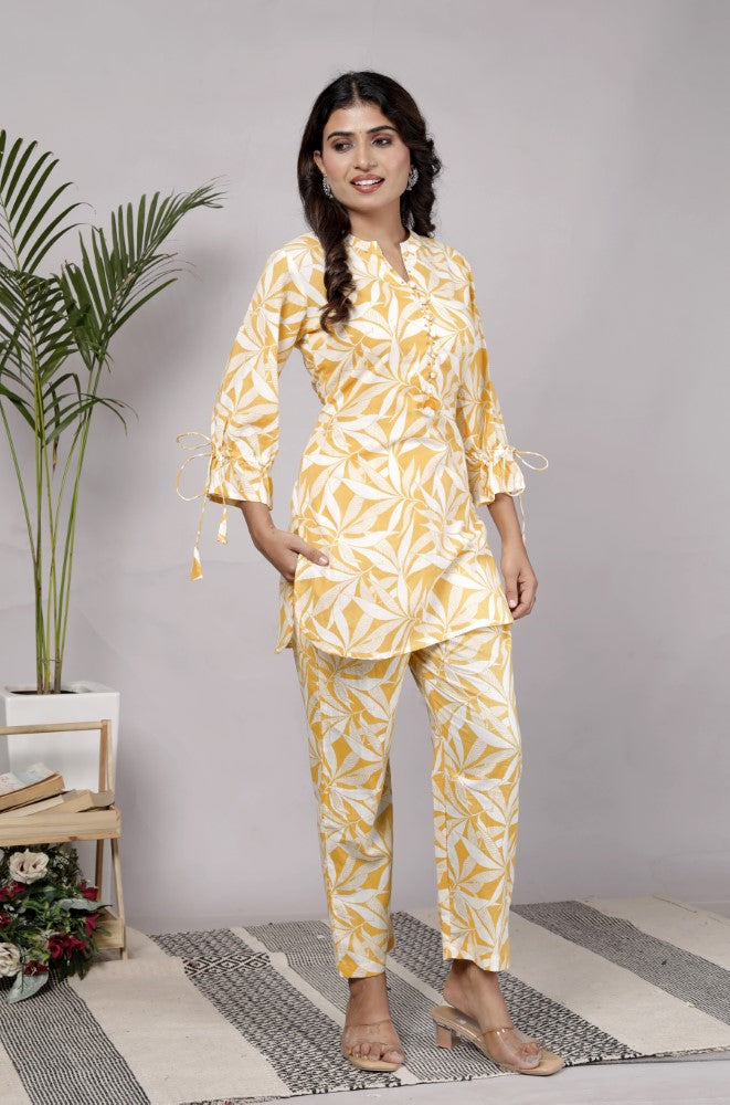 Yellow Cotton Co-ord Set-120062