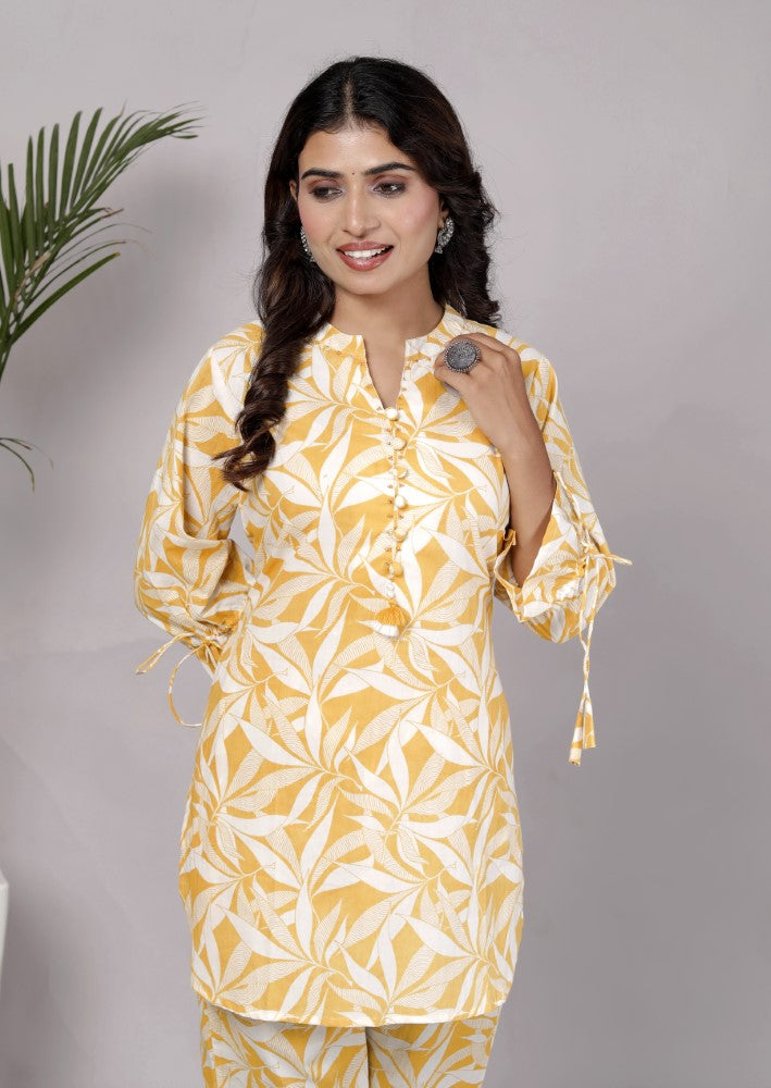 Yellow Cotton Co-ord Set-120062