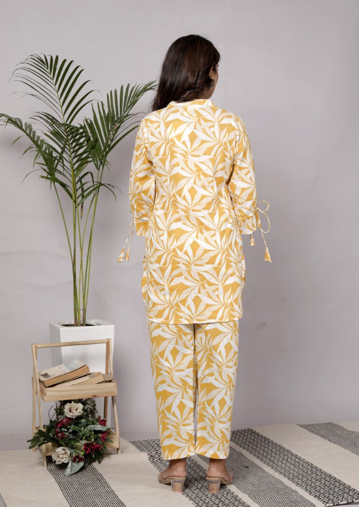 Yellow Cotton Co-ord Set-120062