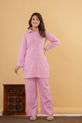 Regular Size Pink Cotton Solid Co-ord-121012