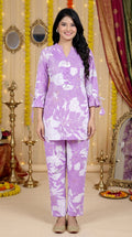 Purple Cotton Co-ord Set-121019