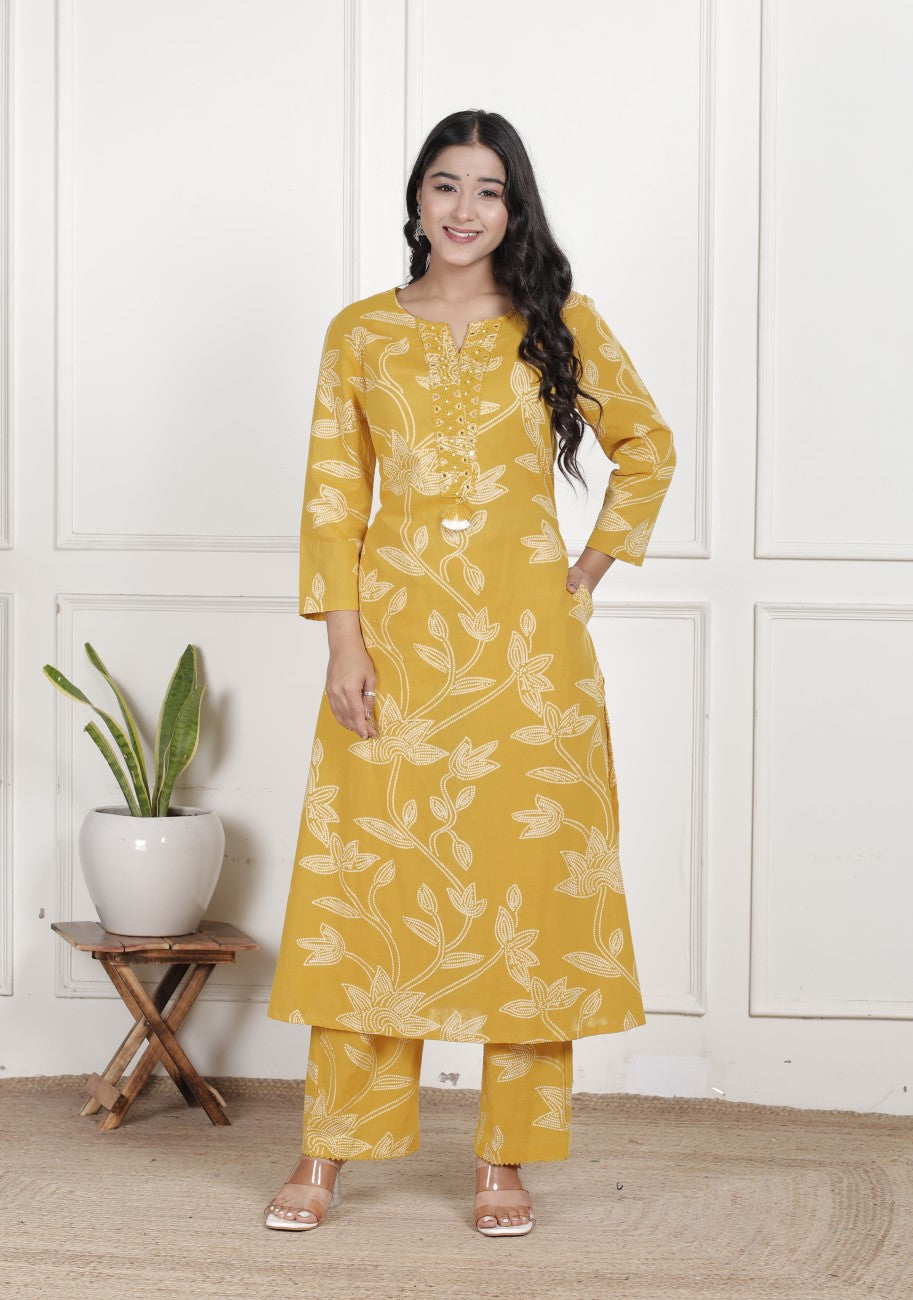 Mustard Cotton Co-ord Set-121026
