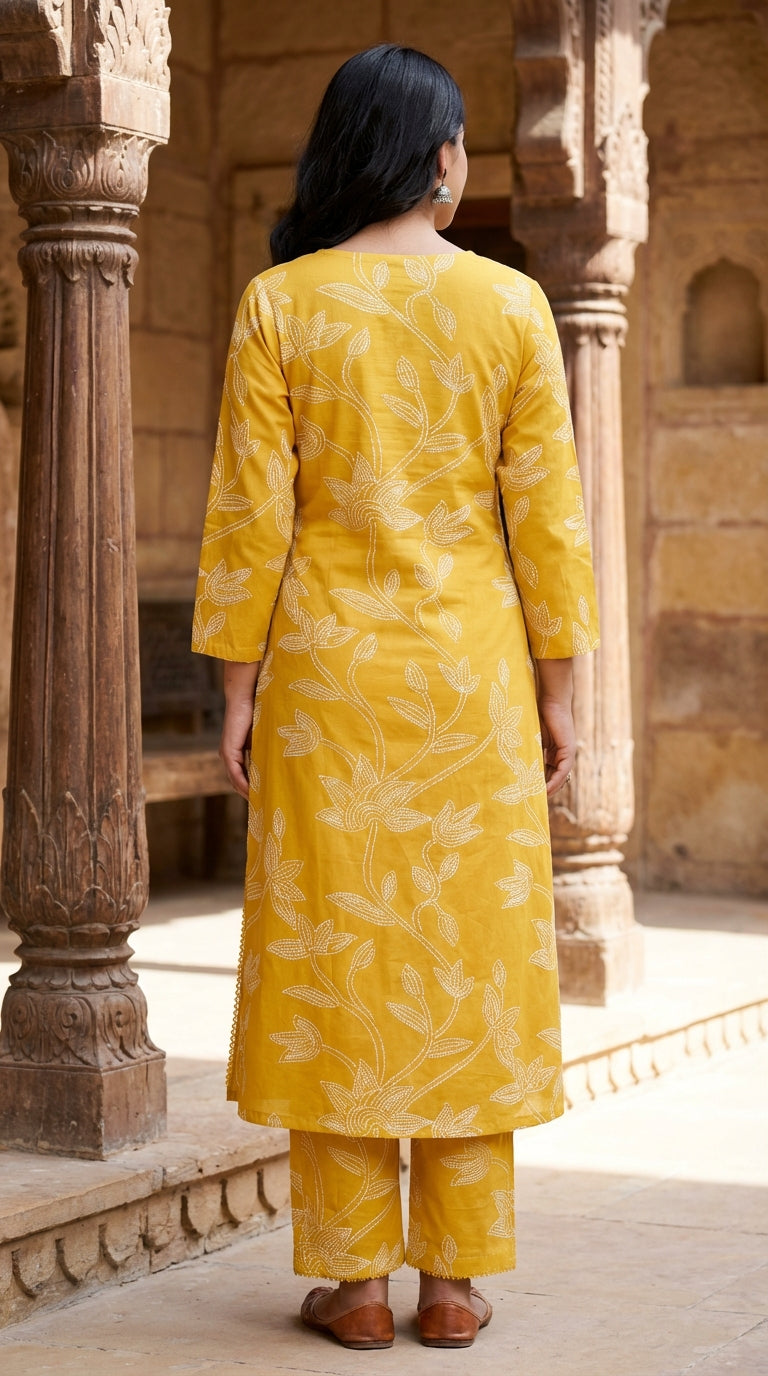 Mustard Cotton Co-ord Set-121026