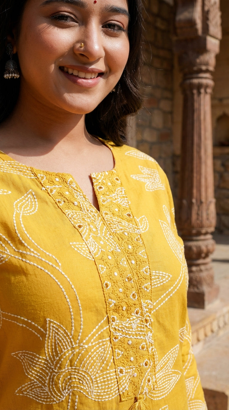 Mustard Cotton Co-ord Set-121026