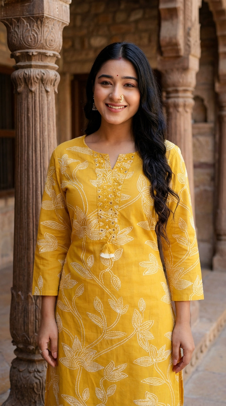 Mustard Cotton Co-ord Set-121026