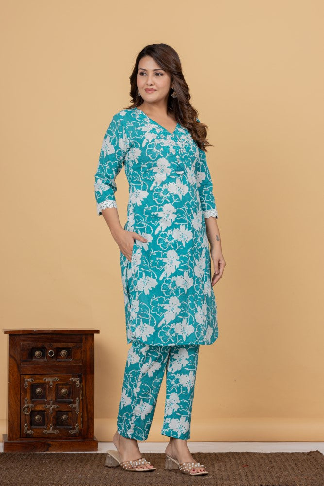 Green Cotton Co-ord Set-121028