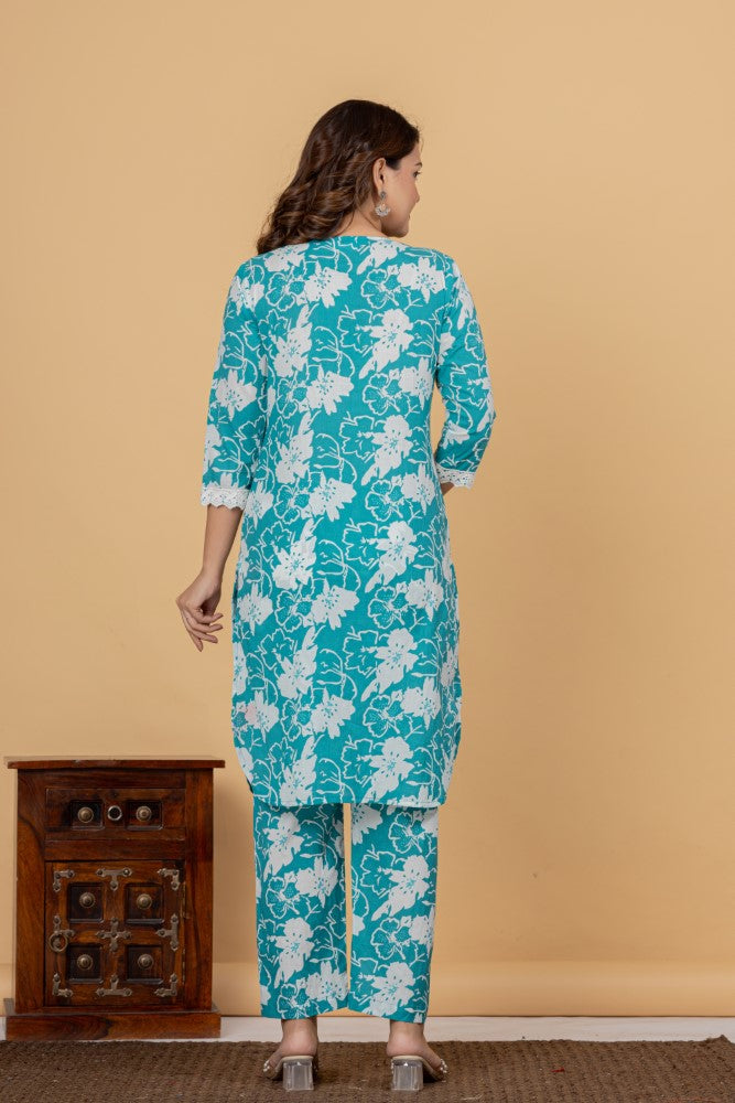 Green Cotton Co-ord Set-121028