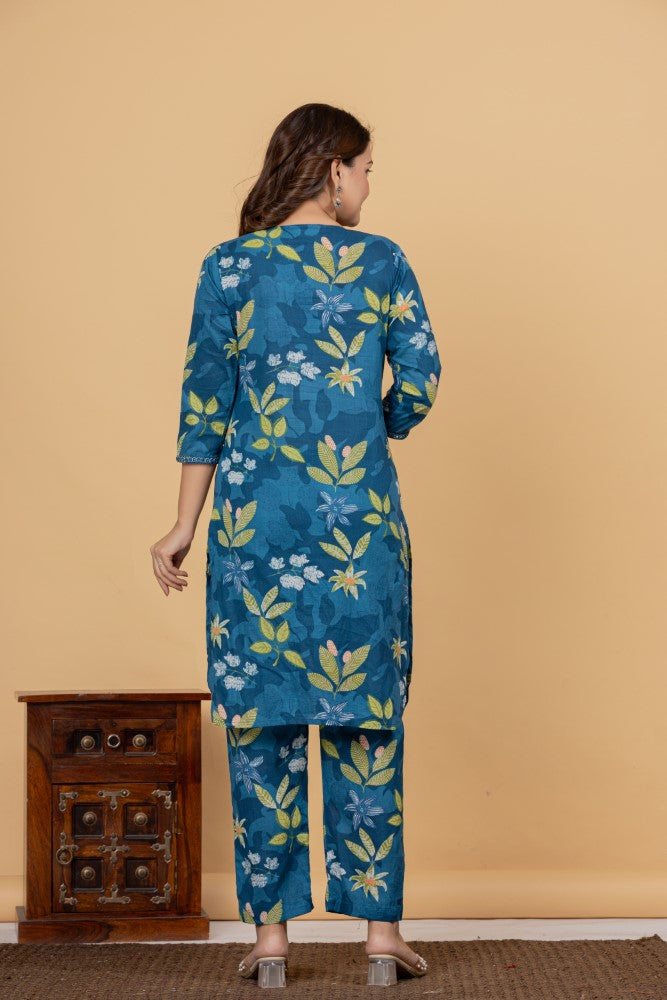 Blue Cotton Co-ord Set-121029