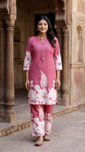 Pink Cotton Co-ord Set-121031