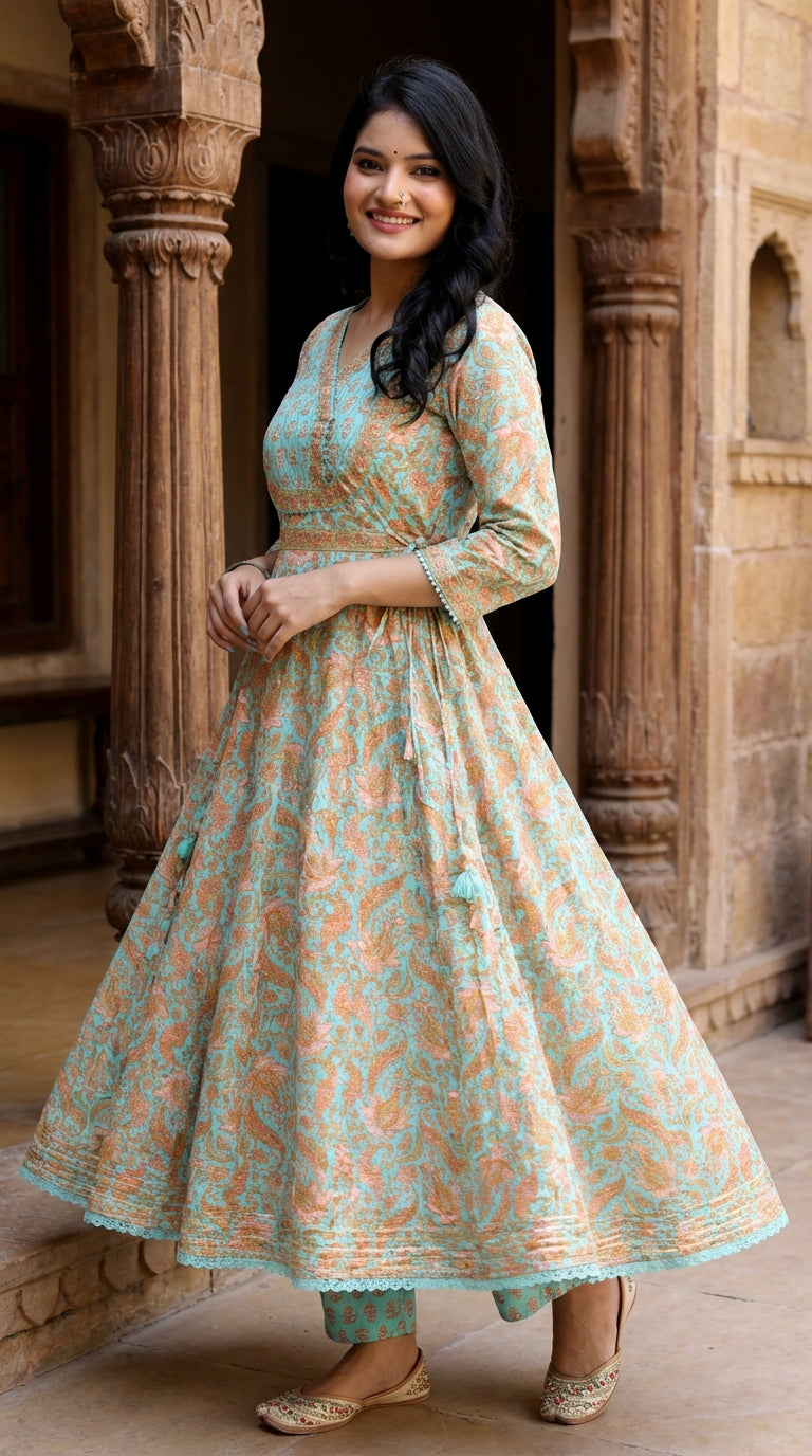 Blue Kurta Pant Set with Dupatta-250130