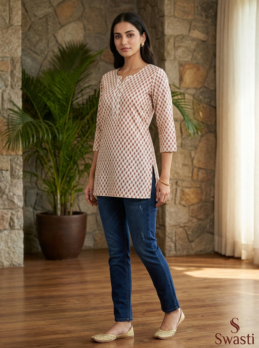 Printed Straight Short Kurti Top for Women