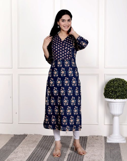 Blue Cotton Straight Kurta-700005