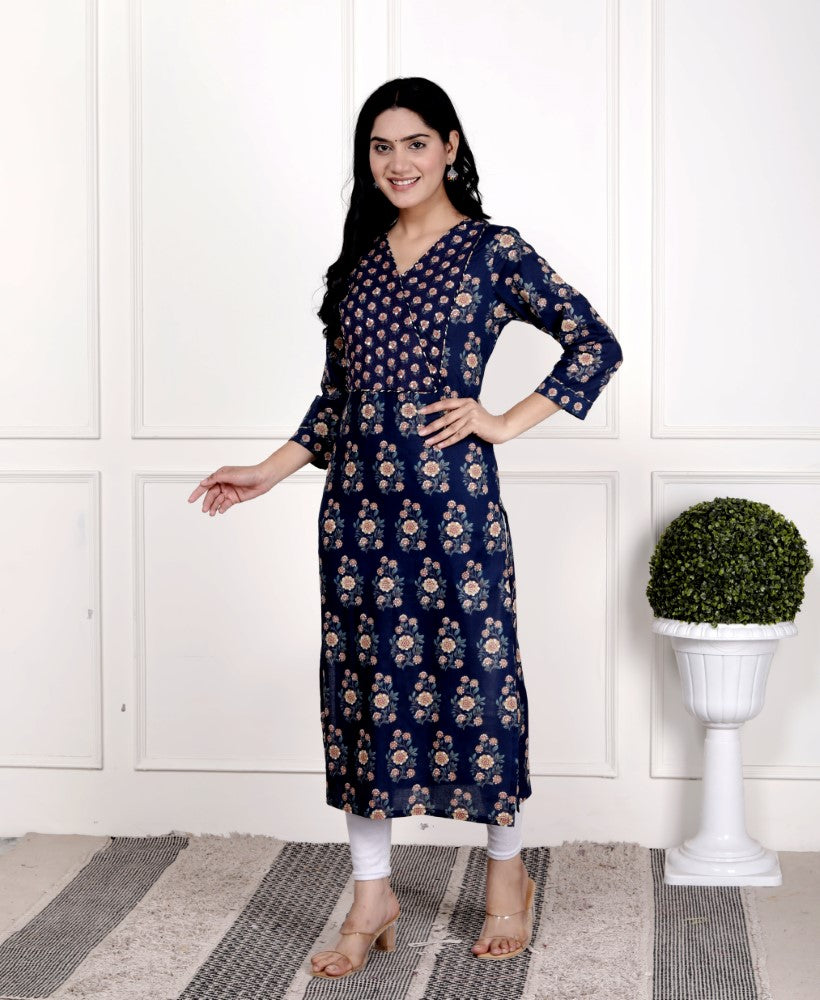 Blue Cotton Straight Kurta-700005