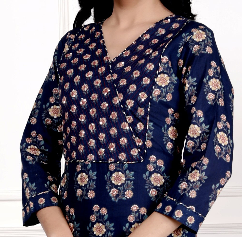 Blue Cotton Straight Kurta-700005