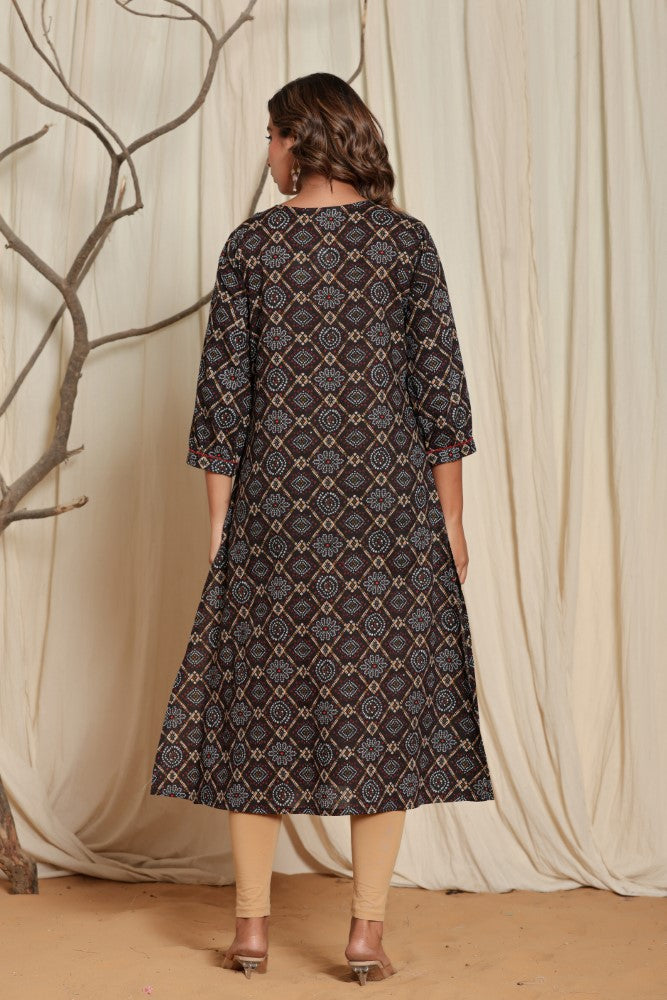 Black Cotton  Straight Kurta-700013