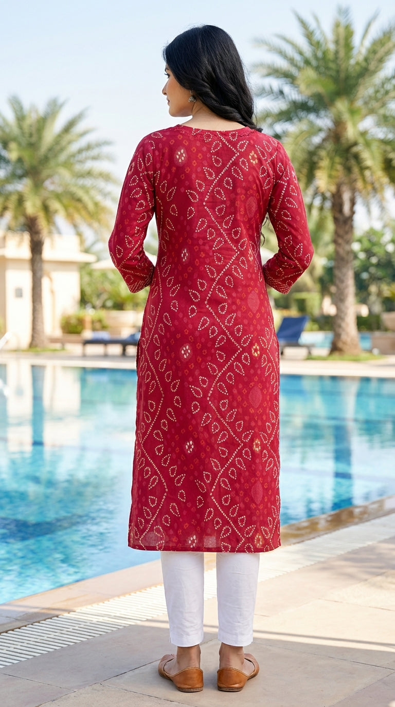Maroon Cotton Straight Kurta-700024