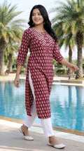 Maroon Cotton Straight Kurta-700025