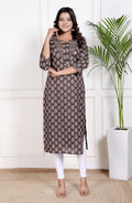 Brown Cotton Straight Kurta-700026