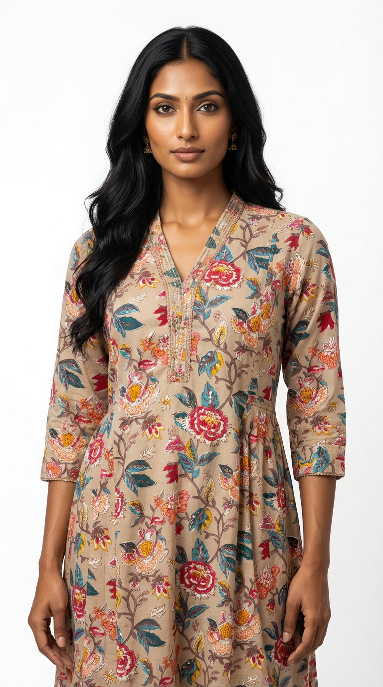 Chikoo Cotton Straight Kurta-700027