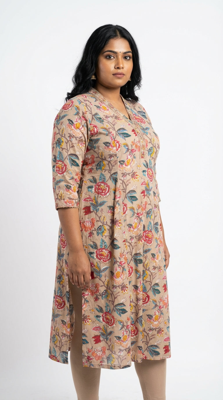 Chikoo Cotton Straight Kurta-700027