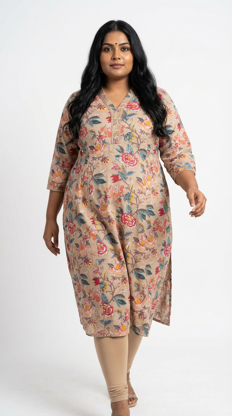 Chikoo Cotton Straight Kurta-700027