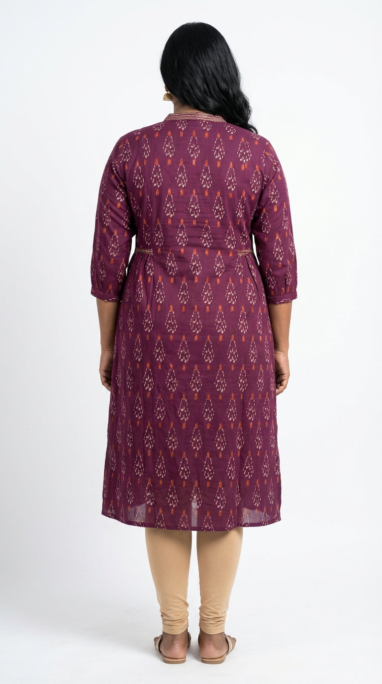 Purple Cotton Straight Kurta-700028