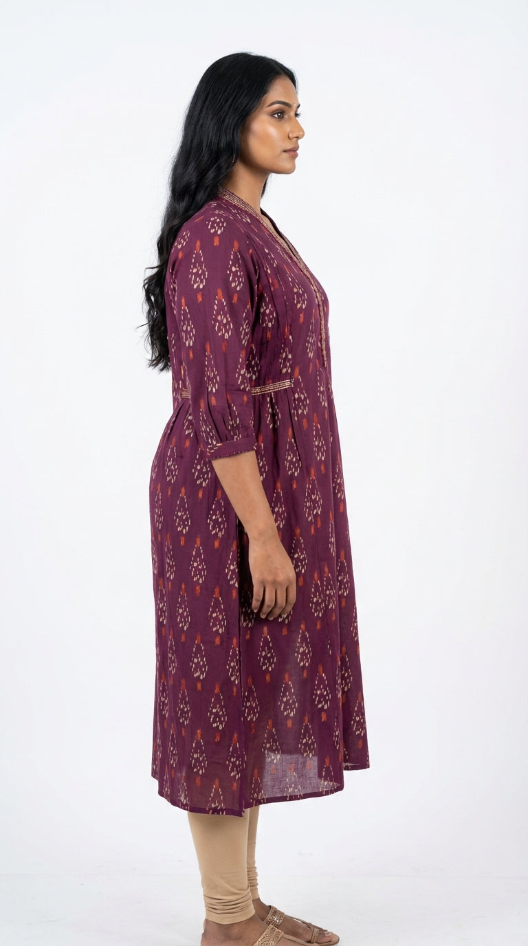 Purple Cotton Straight Kurta-700028