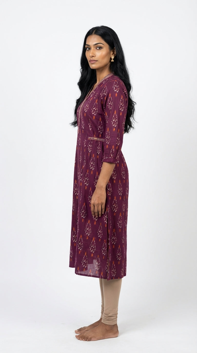 Purple Cotton Straight Kurta-700028