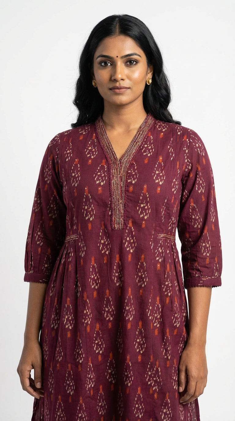 Purple Cotton Straight Kurta-700028